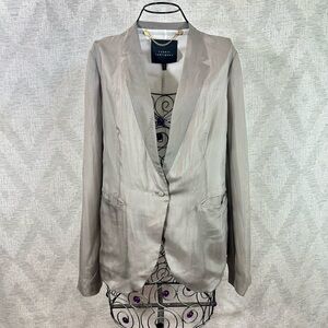 Robert Rodriguez grey 100% silk blazer size 8